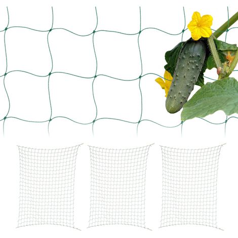 Relaxdays Rete per Piante Rampicanti, 4 Sostegni per Pomodori e Cetrioli Orto, Supporto 200x350 cm, Maglie 10cm, Verde