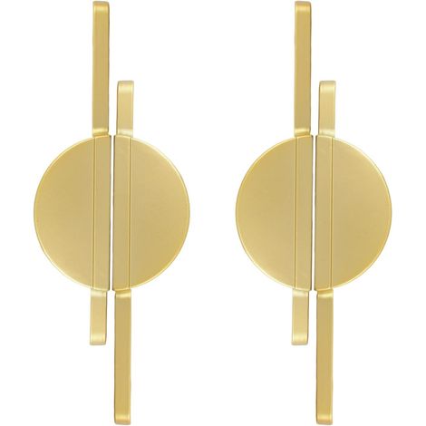Lot de 2 poignées de tiroir en demi-lune dorées brossées, 64 mm de trou à trou pour armoire de cuisine, placard, commode (1/5)
