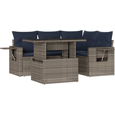 Maison Exclusive - Set Divani da Giardino 5 pz con Cuscini Grigio in Polyrattan