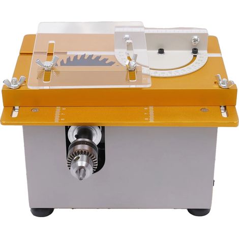 Mini scie à table, profondeur de lame réglable, design compact, Jaune clair, 220V-240V Prise EU (1/2)