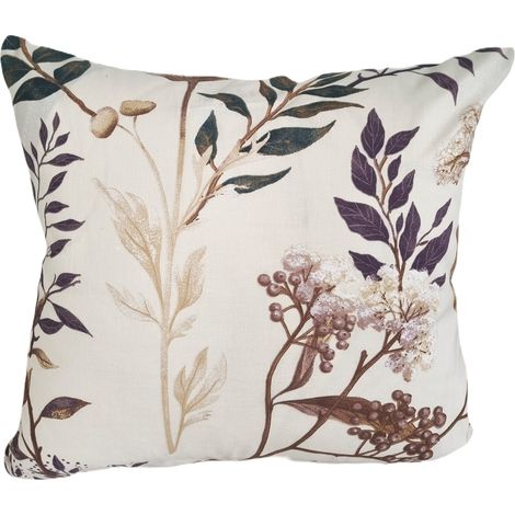 Federa in cotone 40x40 cm, beige chiaro, con motivo floreale.