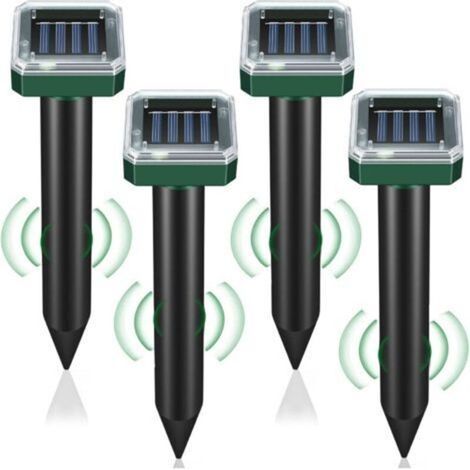 Set of 4 solar-powered mouse repellents, outdoor snake repellents, ultrasonic repellents for lawns and gardens (1/4)