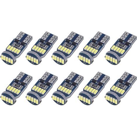 10er-Pack T10 W5W Canbus-fehlerfreie LED-Lampen, 15 SMD 4014 Kfz-LED-Lampen, 194 168 2825 Weiß 6000K für Innenbeleuchtung, Kofferraumbeleuchtung, Kennzeichenbeleuchtung, Positionsleuchten, 12 V DC