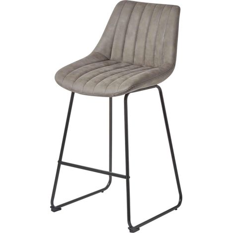 HOMESCAPES Ascot Tabouret de bar imitation cuir, Gris