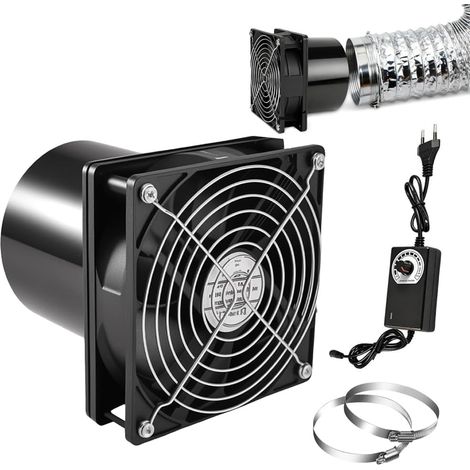 Extracteur d'Air 100mm, 6000RPM Ventilation Extracteur Dair avec Régulateur de Vitesse, 12 V Extracteur d'air Ventilateur Tube avec Grille de Protection, pour Cuisines Salles de Bain Sous-sol (1/5)