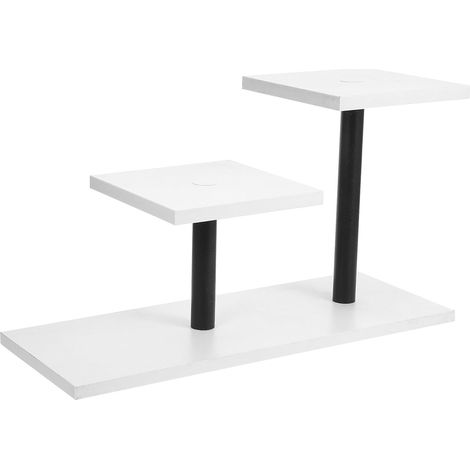 Support pour Plantes de Table à 3 Niveaux, Étagère de Rangement Intérieur en Métal Noir Plateaux Blancs, Porte-Pot de Fleurs pour Bureau et Rebord de Fenêtre, Support pour Plantes (1/5)