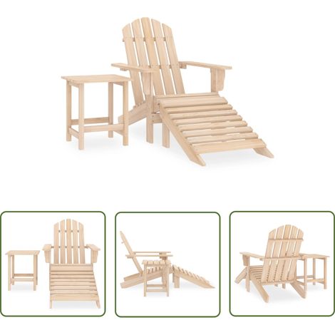 The Living Store Chaise de jardin Adirondack avec repose-pied et table Sapin - Chaise Adirondack - Mobilier De Jardin - Salon De Jardin - Chaise Extérieure - Chaise En Bois (1/5)