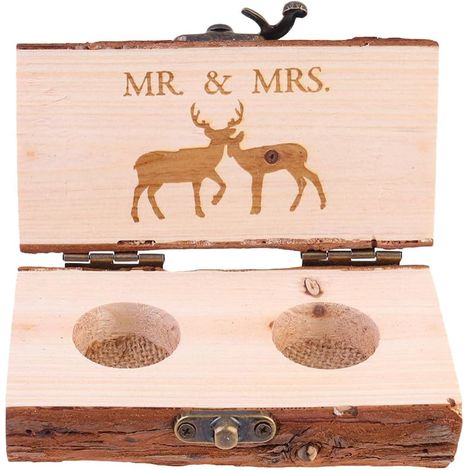 Boîte à Bagues Bois Élégante et Portable pour Mariage et Fiançailles Contenant Créatif pour Bijoux Design Romantique et Cadeau Personnalisé Fête des Pères Possible (1/5)