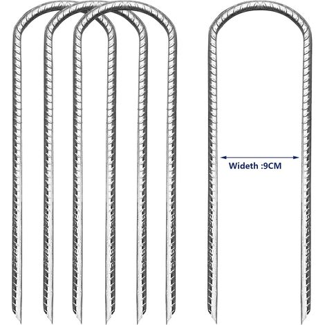 Piquets Robustes en Acier Piquets de Fixation Inoxydable Piquet de Sol Galvanisé Ancrage au Sol en U pour Trampoline Tente de Camping et Jardin 4 Pièces (1/5)