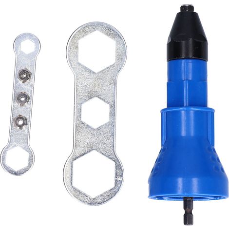Pistolet électrique à écrous rivetés adaptateur perceuse sans fil outil électrique bleu (1/5)