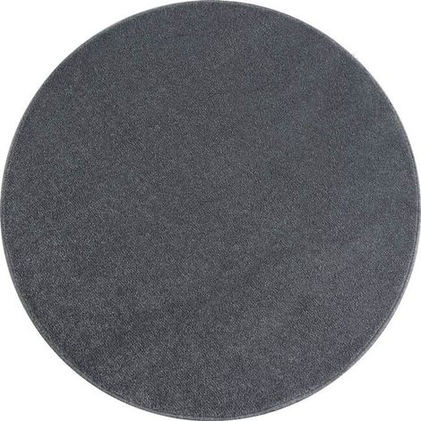 Tapis uni à courtes mèches pour salon Rush Gris clair Ø 120 (1/4)