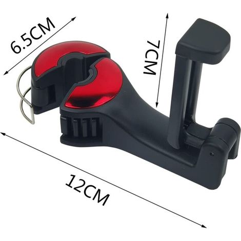 Gancio poggiatesta per auto, set di 2 ganci universali per sedile posteriore con supporto per telefono, gancio portaoggetti per auto, accessori multifunzionali (rosso) (1/4)