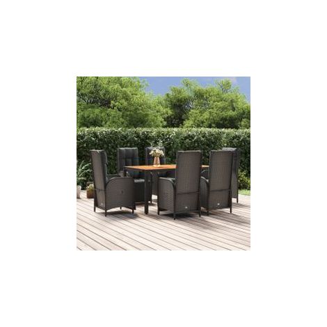 Ensemble à manger de jardin coussins 7pcs Noir Résine tressée (1/5)