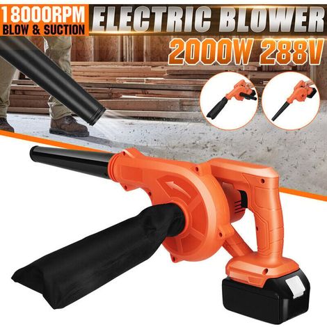 2 en 1 Souffleur Aspirateur sans fil orange 2.8m3/min avec 1 batterie,Souffleur électrique au lithium de haute puissance soufflant à double usage souffleur électrique souffleur de feuilles ordinateur, (1/5)