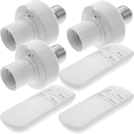 Kit di 3 portalampade E27 con telecomando wireless, portata 30 m, timer 15/30/60 min, compatibile con lampadine a LED e a incandescenza, illuminazione per interni. (1/5)