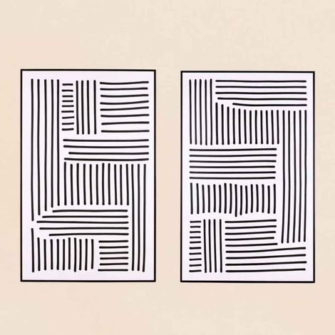 Set de 2 toiles imprimées motifs géométriques noirs et blancs 60x90cm (1/5)