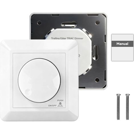 Variateur de Lumiere LED AC 220V Interrupteur Variateur de Lumiere 5W-300W Variateur LED Rotatif pour Lampes LED Monochromes, Incandescentes et Halogènes 85.8 85.8 43.9mm (1/5)