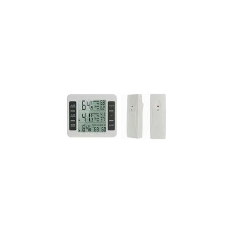 Termómetro inalámbrico para refrigerador/congelador (1 unidad), con 2 sensores, alarma sonora, función Mín/Máx, para interiores y exteriores, ideal para el hogar, la cocina, restaurantes, bares y cafe
