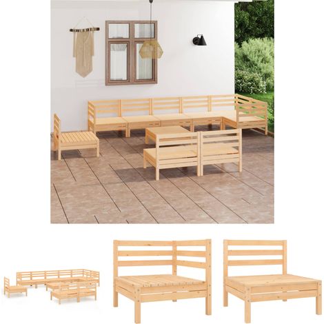 The Living Store - 10-tlg. Garten-Lounge-Set Massivholz Kiefer (1/5)