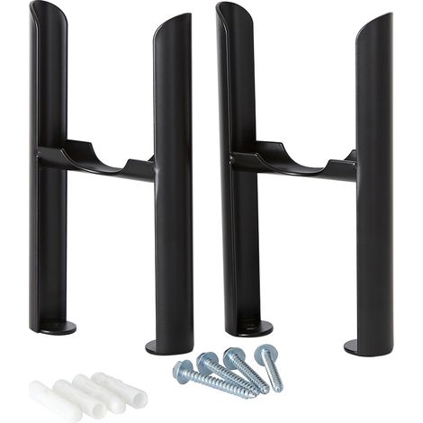 Hudson Reed – Pied pour radiateur 3 rangs en acier noir – Dimensions 20 cm hauteur x 10,7 cm largeur – Kit de fixation inclus (1/2)