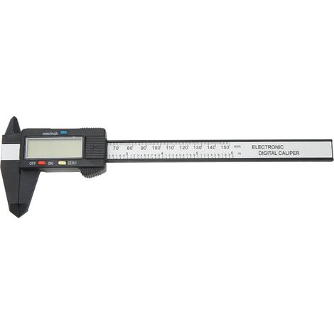 GARRYFIZH Pied à coulisse numérique électronique avec écran LCD, 150 mm (6 pouces), conversion pouces/millimètres, PA66, noir
