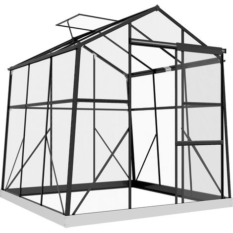 Serre châssis froid résistante aux intempéries, dimensions 192 x 192 x 203 cm, finition noire élégante, structure robuste idéale pour protéger et cultiver les plantes (1/5)