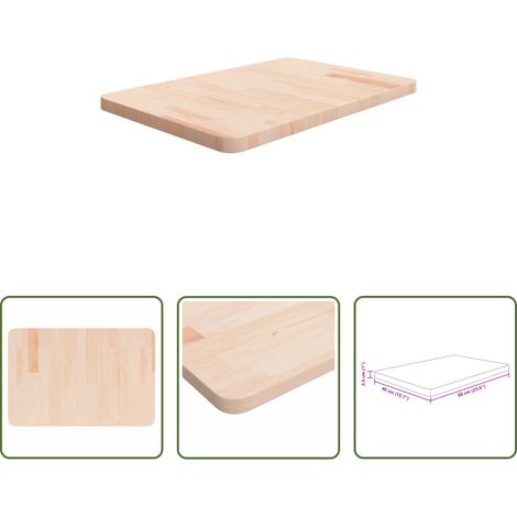 Eichenholz - Waschtischplatte 60x40x2,5 cm Massivholz Unbehandelt (1/5)