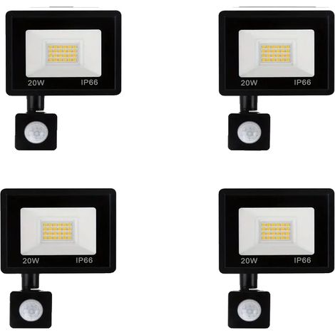 Projecteur à détecteur de mouvement, étanche, plage de détection réglable, 20W 4PCS-a, Blanc Froid (1/2)