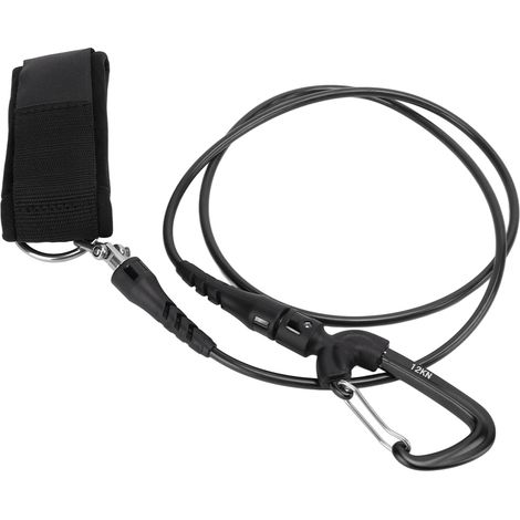 Sicherheitsleine für Freitaucher mit Handgelenkschlaufe und Karabiner, schwarz, für Unterwassersportarten. (1/5)