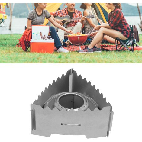 Réchaud à alcool d'extérieur en acier inoxydable, portable pour le camping, pour la cuisson d'alcools liquides et solides, petit réchaud rond avec petit support B (1/5)