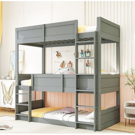 Cama litera infantil ahorro espacio gris OKMYHOME (1/5)