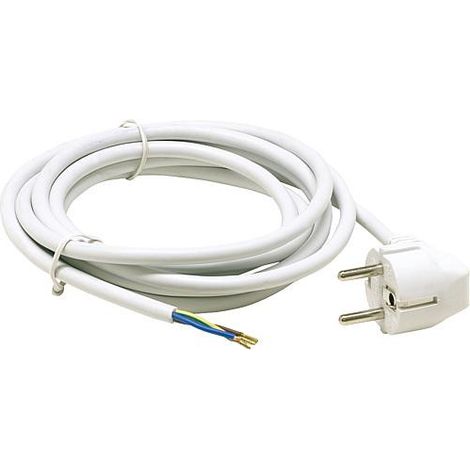 Ligne de raccordement avec prise terre, HO5VV-F 3 x 1,0 3,0 m, blanc