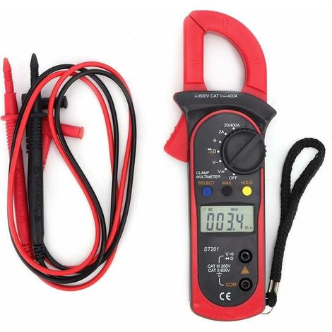 Ahlsen ST201 Automatisches digitales Zangenmessgerät, DC/AC-Klemmmultimeter, Spannungswiderstand, Diodentester (rot), 7,5 x 21 cm (1/5)