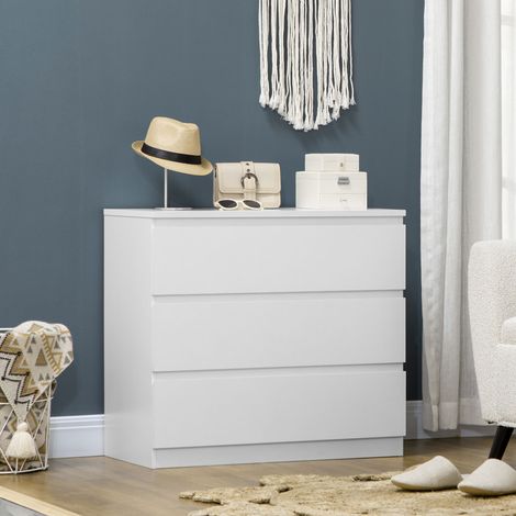 Kommode mit 3 Schubladen, elegantes Aufbewahrungsmöbel für Schlafzimmer, Innenbereich, 80 B x 39 T x 73 H cm