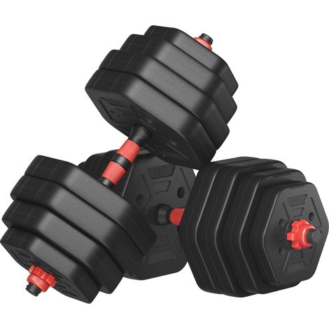 Haltères Réglables 2 x 20 kg, Kit Musculation Maison avec Barre de Musculation, Noir