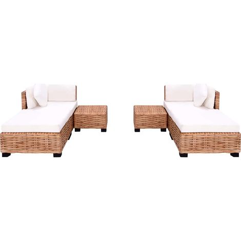 Maison Exclusive - Set Divano 16 pz in Rattan Naturale