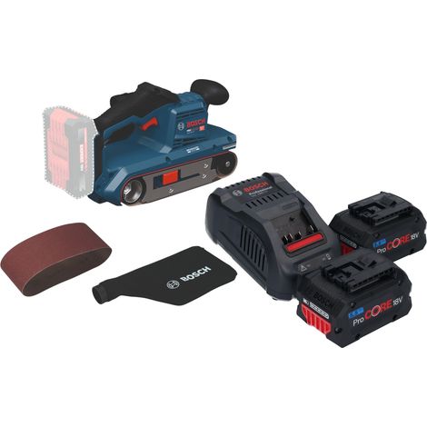 Levigatrice a nastro a batteria Bosch GBS 18V-75 18 V 76 x 533 mm Brushless + 2 batterie ProCORE da 5,5 Ah + caricabatterie (1/5)