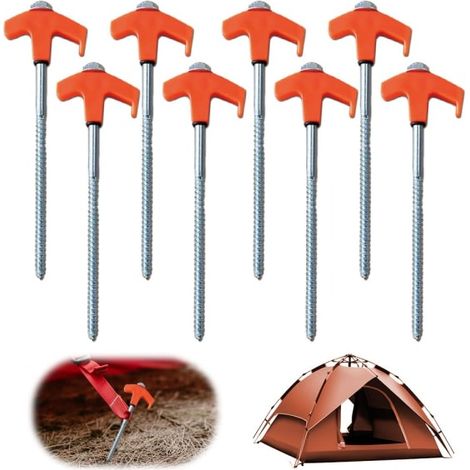 LYERCW - Piquets de tente à visser de 20 cm - Ancrages au sol - Piquets de tente à visser et à percer - Piquets de tente robustes - Piquets de camping (1/5)
