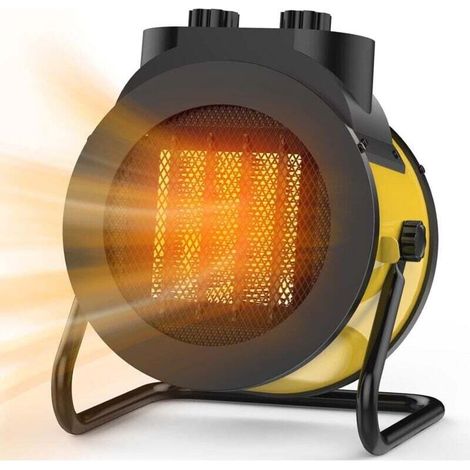 Heater, 2000 W PTC electric heater, 90° adjustable angle, fast and safe heating, small portable heater (yellow) (1/4)