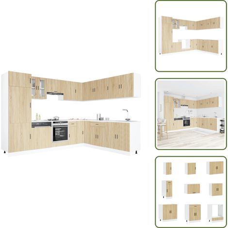 vidaXL 14-tlg. Küchenschrank-Set Porto Sonoma-Eiche Holzwerkstoff (1/5)