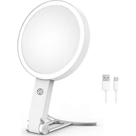 Miroir de maquillage grossissant x30 avec 3 lumières de couleurmiroir grossissant portatif pour soins précis de la peau et épilation des sourcilsblanc (1/5)