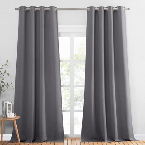 TAISHENGDA-Rideau Occultant - Rideaux Anti Froid Gris Paire Tenture Opaque à Oeillets Isolation Thermique/Lumiere Decoration pour Chambre Maison Salon, 140 x 240 cm, 2 Pièces (1/5)
