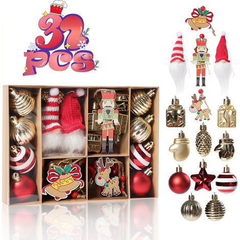Set mit 32 personalisierten, unzerbrechlichen Weihnachtsbaumkugeln für 2025 (1/5)