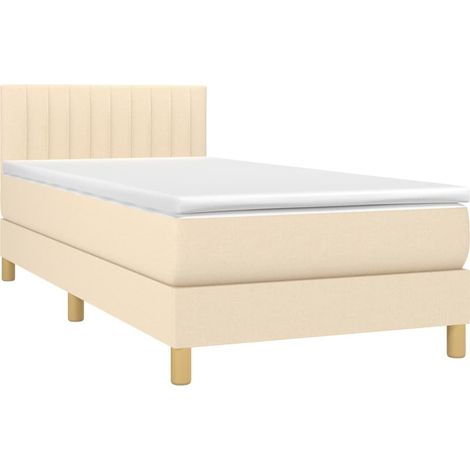 Box Spring Bed with Mattress&LED Cream 80x200cm Fabric vidaXL (1/5)