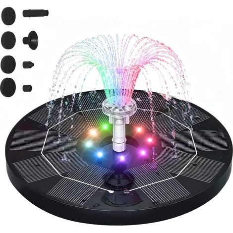 1 Fontaine Solaire, Panneau 3,5 W, Pompe Flottante, Batterie 3000 mAh, 6 Buses, Pour Étang (1/5)