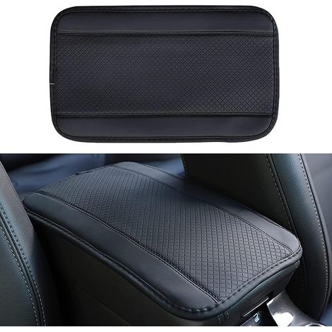 Universal Car Armrest Pad (Black) 32cmX19cm, Double Line Embossed Leather Fiber Non-Slip Armrest Pad (1/5)