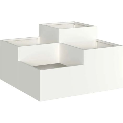 Cache-pot de jardin rectangulaire 100 x 100 x 48 cm design moderne ambiance chic en acier blanc (1/5)