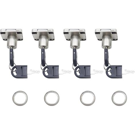 Lot de 4 serrures à cames pour meubles, 4 serrures avec différentes clés, serrures de meubles en acier inoxydable, serrures de tiroir de bureau, armoires (1/5)