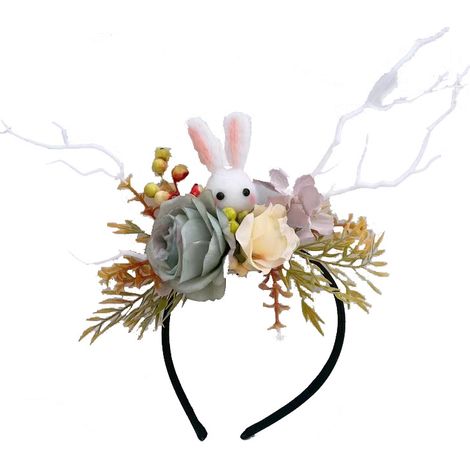 Headband Fête - Couronne Florale Lapin - Accessoire Cosplay Pâques Noël Halloween - Taille Unique - 1 Pièce (1/5)