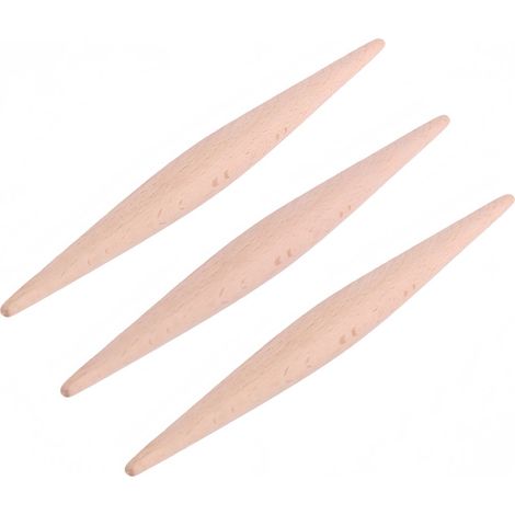 pièces - Rouleau à pâtisserie en bois de hêtre - Ustensile de pâtisserie - Rouleau à pâtisserie à double pointe - Rouleau à pâtisserie non peint - 28 cm - Couleur bois (1/5)